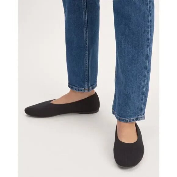 Everlane Ribbed ReKnit Flats  Size 8  Black EUC - Picture 2 of 12